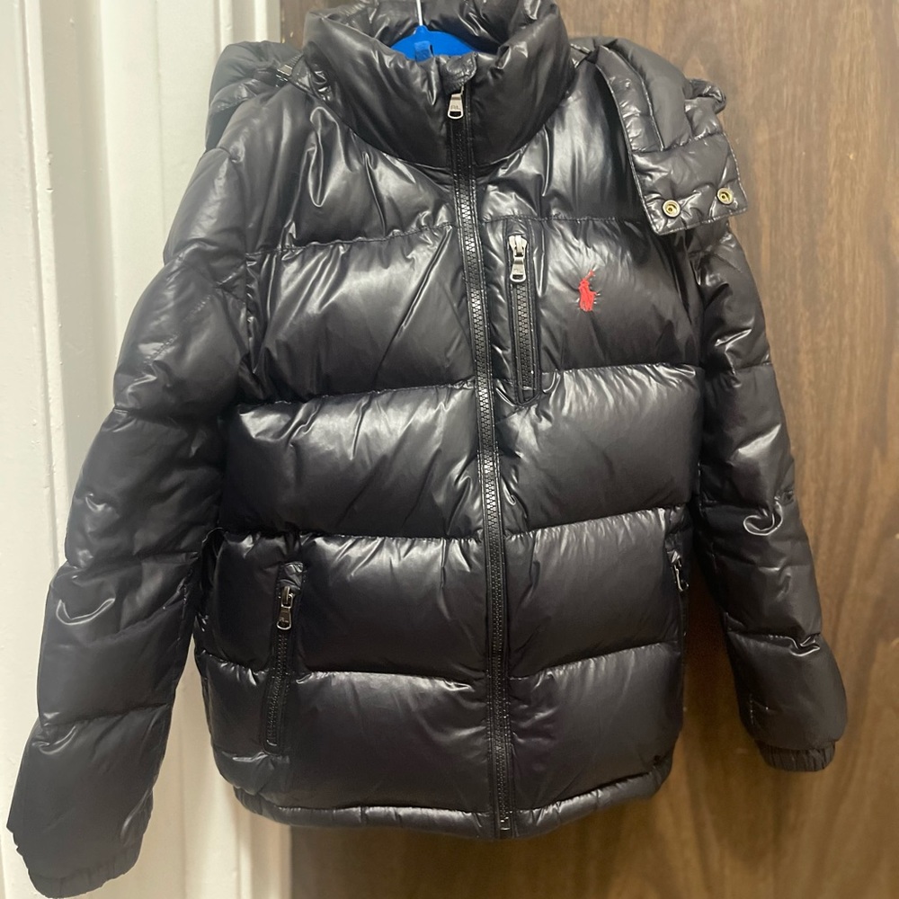 Ralph Lauren Water Repellant Down Puffer Coat Black w/removable hood (S/P) 8